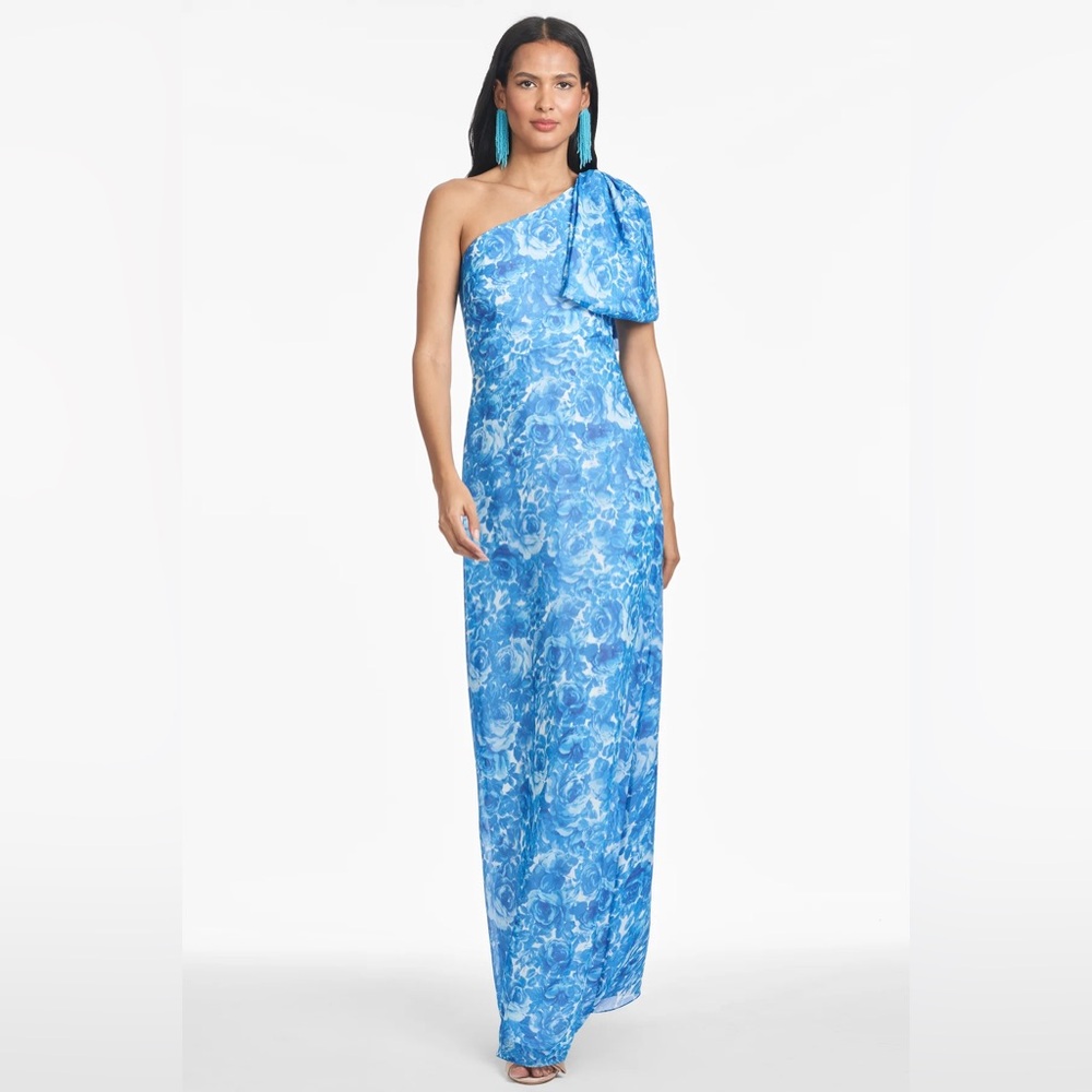 Sachin + Babi Blue One-Shoulder Gown for Weddings
